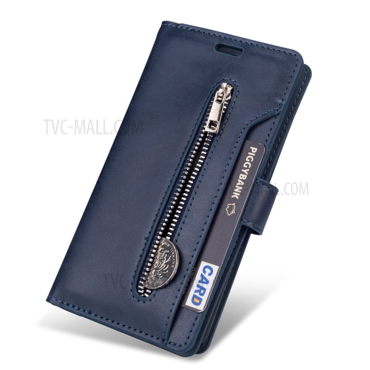 Multi-slot Wallet Zippered Leather Stand Case for Huawei P40 Lite/Nova 7i/Nova 6 SE - Blue-3