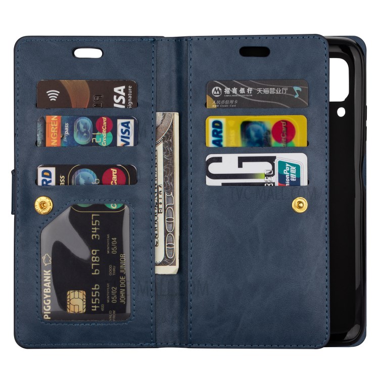Multi-slot Wallet Zippered Leather Stand Case for Huawei P40 Lite/Nova 7i/Nova 6 SE - Blue-6