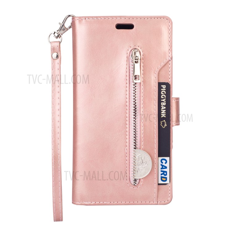 Multifunction Zipper Pocket Wallet Leather Stand Case for Huawei P40 - Rose Gold-2