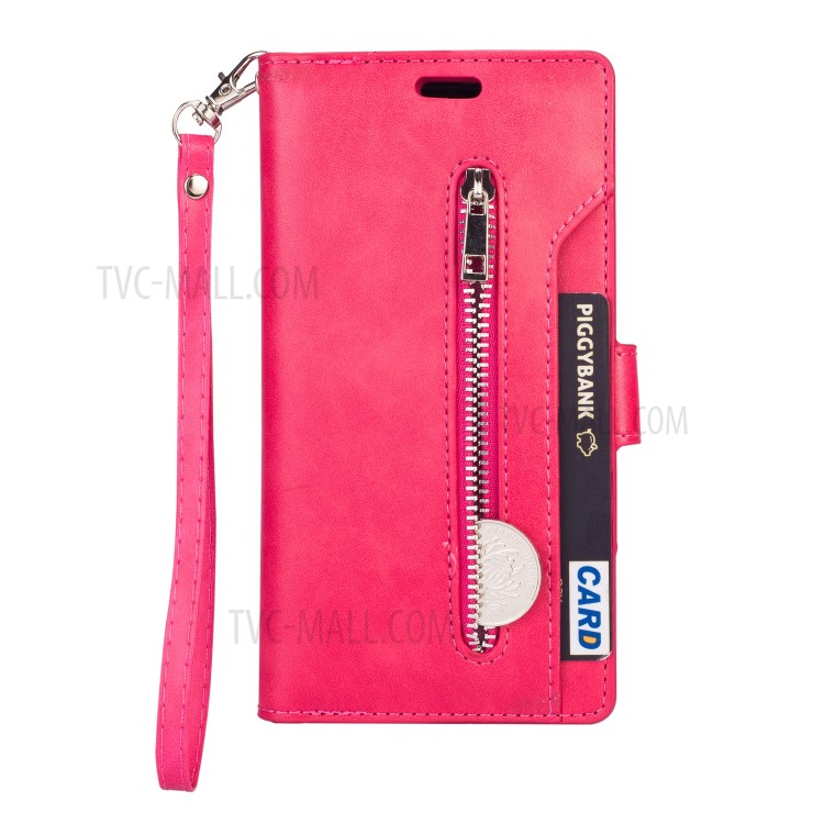 Multi-slot Wallet Zippered Leather Stand Case for Huawei P40 Pro - Rose-2