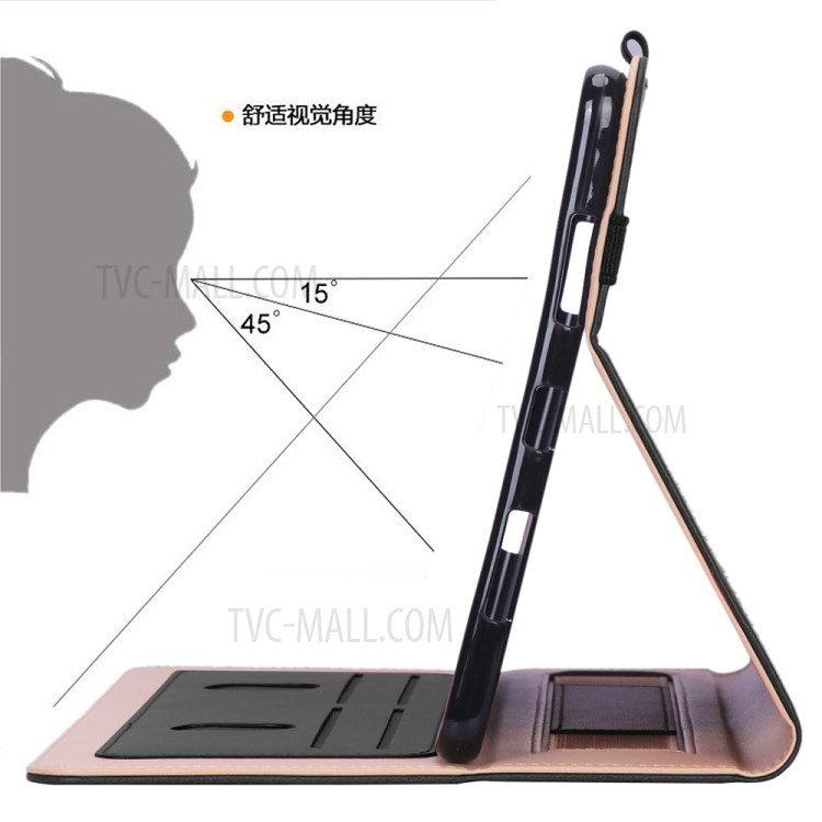 WY-2099 Stand de Coolle de Cuero Flip de Estilo de Negocio Con Ranuras Para Tarjetas Para Huawei Matepad 10.4 (2020)/(2022)/Honor V6 - Negro-10