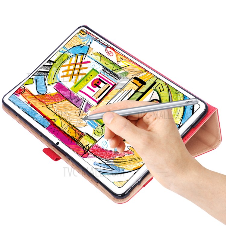 WY-2099 Business Style Flip Leather Stand Tablet Shell with Card Slots for Huawei Matepad - Red-13