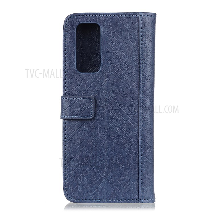 Rhino Grain Leather Wallet Case for Huawei nova 7 Pro 5G - Blue-3