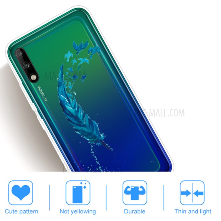 Pattern Printing TPU Soft Phone Cover for Huawei P40 Lite E/Y7p - Feather-5