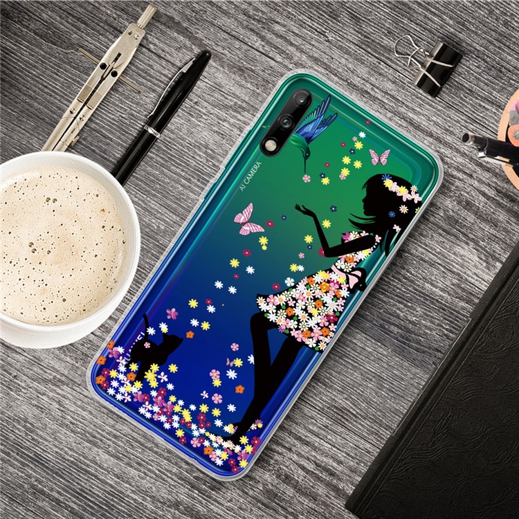 Pattern Printing TPU Soft Phone Cover for Huawei P40 Lite E/Y7p - Beautiful Girl-2