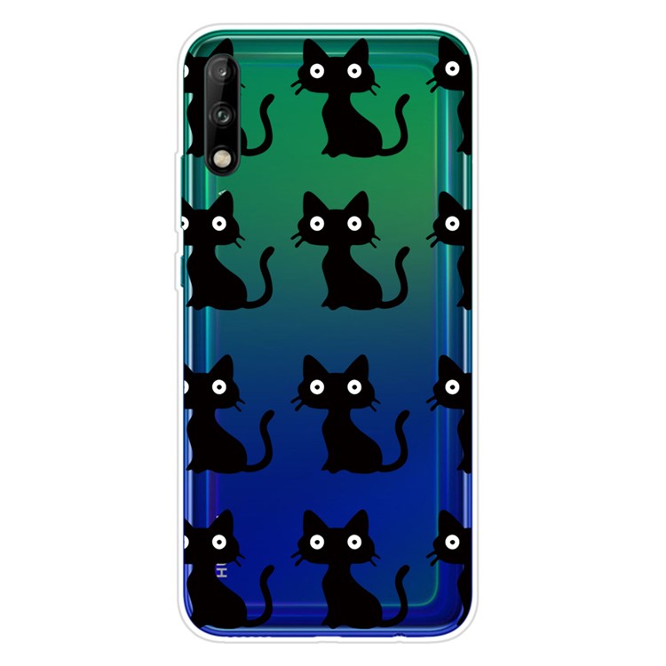 Pattern Printing TPU Soft Phone Cover for Huawei P40 Lite E/Y7p - Black Cat-1