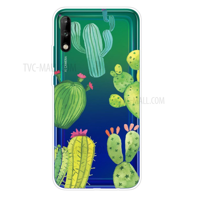 Pattern Printing TPU Soft Phone Cover for Huawei P40 Lite E/Y7p - Cactus-1