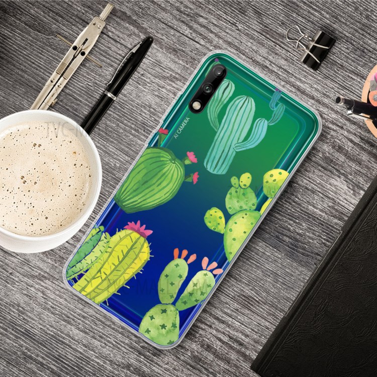 Pattern Printing TPU Soft Phone Cover for Huawei P40 Lite E/Y7p - Cactus-2