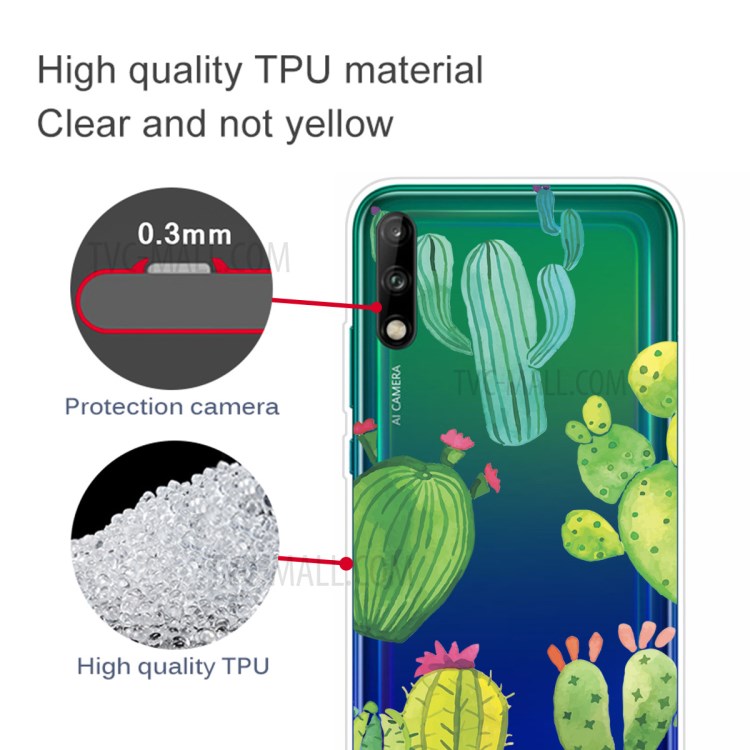 Pattern Printing TPU Soft Phone Cover for Huawei P40 Lite E/Y7p - Cactus-3