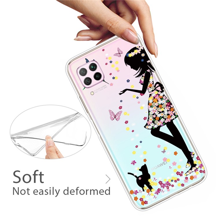 Pattern Printing TPU Soft Phone Back Shell for Huawei P40 Lite/Nova 6 SE/Nova 7i - Beautiful Girl-3