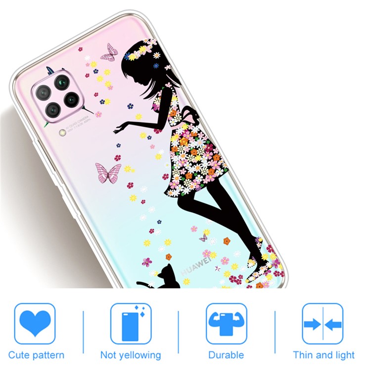 Pattern Printing TPU Soft Phone Back Shell for Huawei P40 Lite/Nova 6 SE/Nova 7i - Beautiful Girl-4