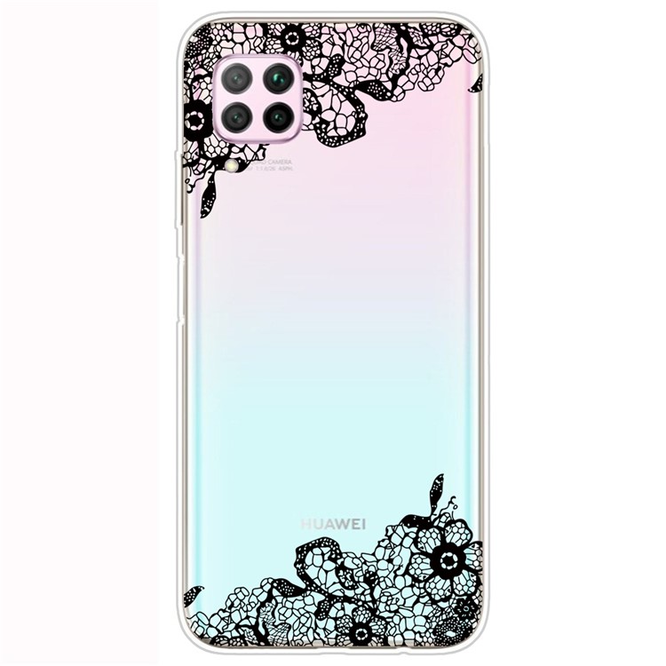 Pattern Printing TPU Soft Phone Back Shell for Huawei P40 Lite/Nova 6 SE/Nova 7i - Lace Flower-1