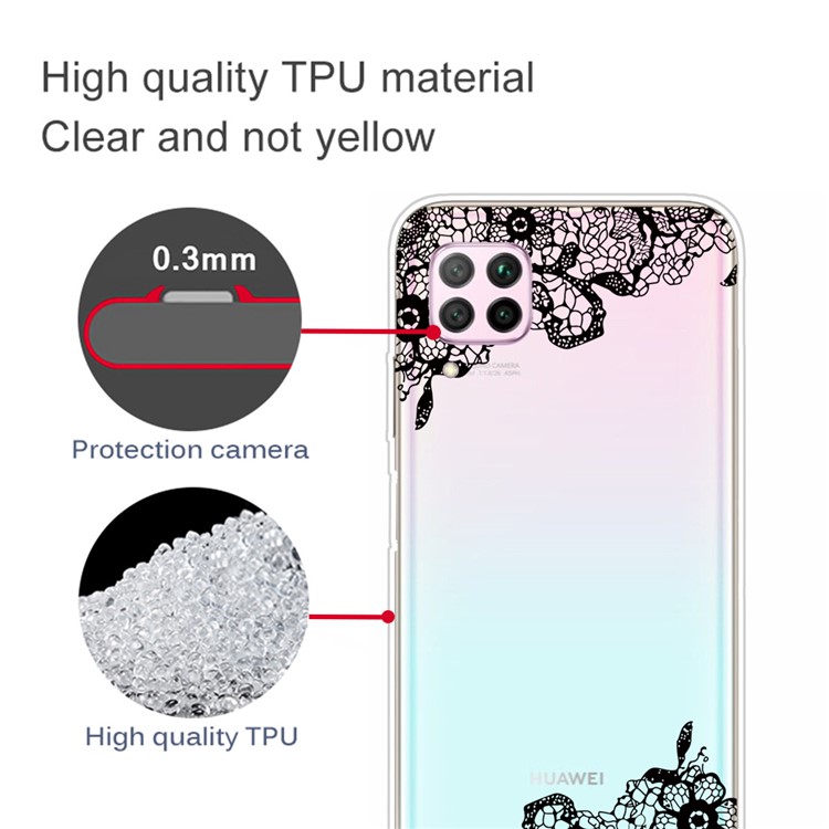 Pattern Printing TPU Soft Phone Back Shell for Huawei P40 Lite/Nova 6 SE/Nova 7i - Lace Flower-2