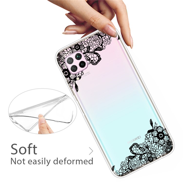 Pattern Printing TPU Soft Phone Back Shell for Huawei P40 Lite/Nova 6 SE/Nova 7i - Lace Flower-3
