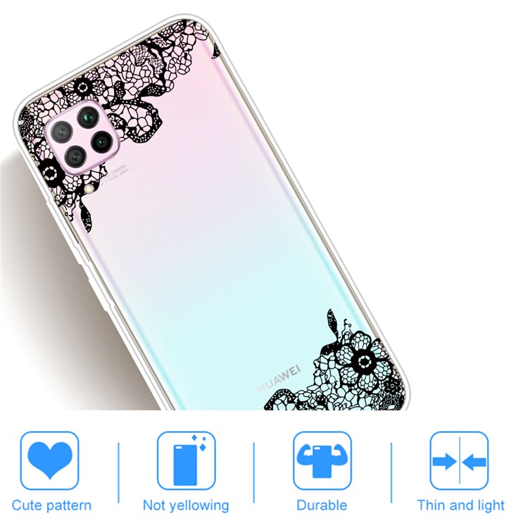 Pattern Printing TPU Soft Phone Back Shell for Huawei P40 Lite/Nova 6 SE/Nova 7i - Lace Flower-4