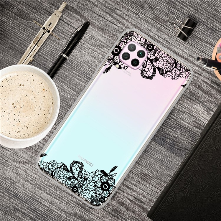 Pattern Printing TPU Soft Phone Back Shell for Huawei P40 Lite/Nova 6 SE/Nova 7i - Lace Flower-5