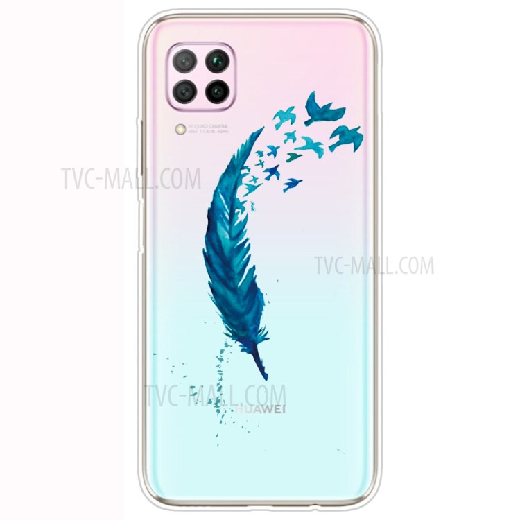 Pattern Printing TPU Soft Phone Back Shell for Huawei P40 Lite/Nova 6 SE/Nova 7i - Feather-1