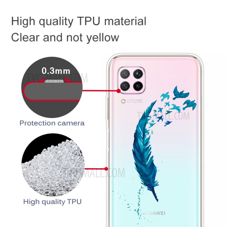 Pattern Printing TPU Soft Phone Back Shell for Huawei P40 Lite/Nova 6 SE/Nova 7i - Feather-2
