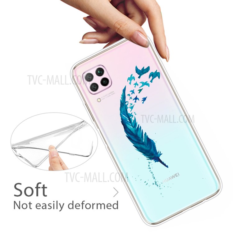 Pattern Printing TPU Soft Phone Back Shell for Huawei P40 Lite/Nova 6 SE/Nova 7i - Feather-3