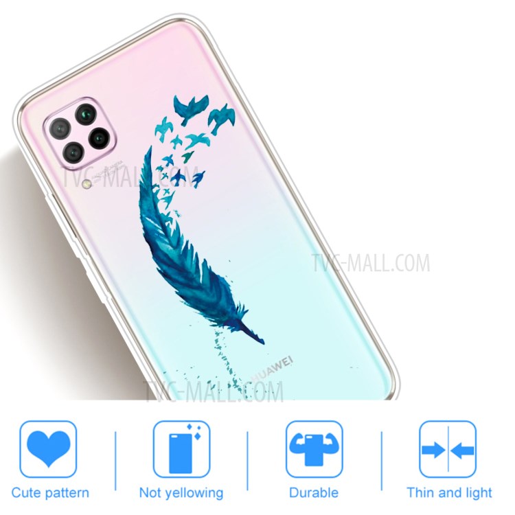 Pattern Printing TPU Soft Phone Back Shell for Huawei P40 Lite/Nova 6 SE/Nova 7i - Feather-4