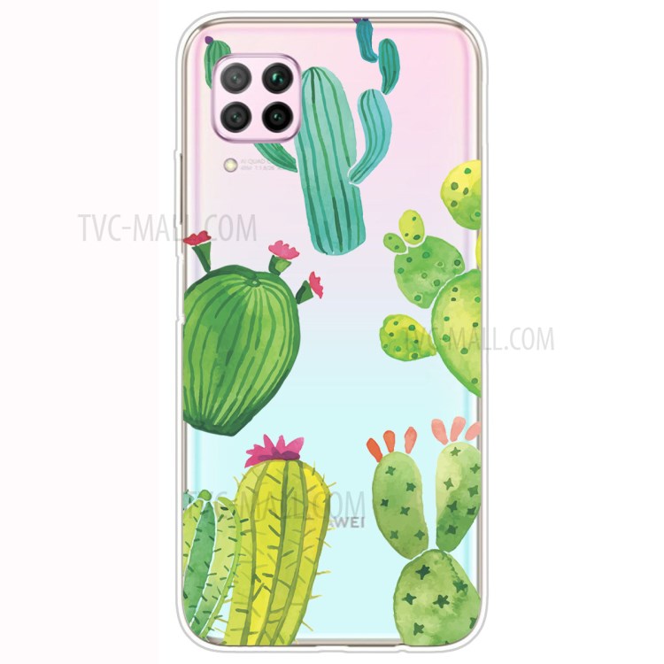 Pattern Printing TPU Soft Phone Back Shell for Huawei P40 Lite/Nova 6 SE/Nova 7i - Cactus-1