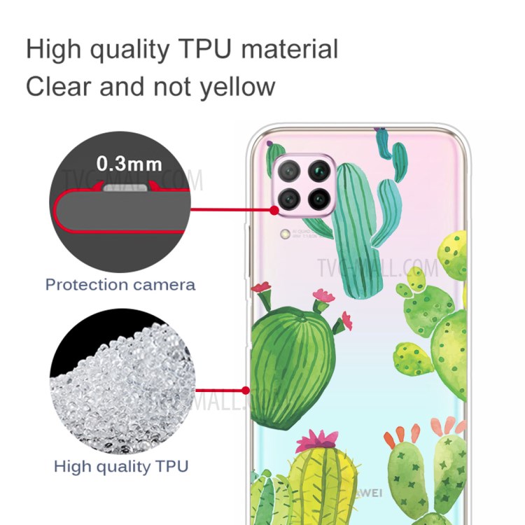 Pattern Printing TPU Soft Phone Back Shell for Huawei P40 Lite/Nova 6 SE/Nova 7i - Cactus-2