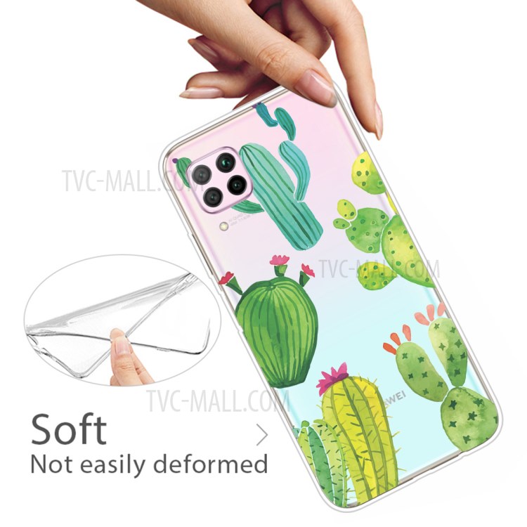 Pattern Printing TPU Soft Phone Back Shell for Huawei P40 Lite/Nova 6 SE/Nova 7i - Cactus-3