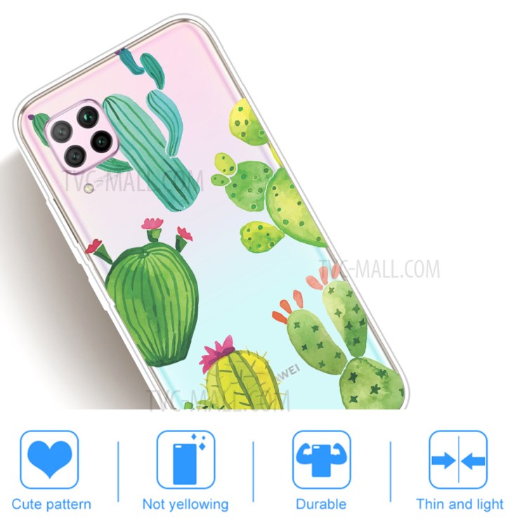 Pattern Printing TPU Soft Phone Back Shell for Huawei P40 Lite/Nova 6 SE/Nova 7i - Cactus-4