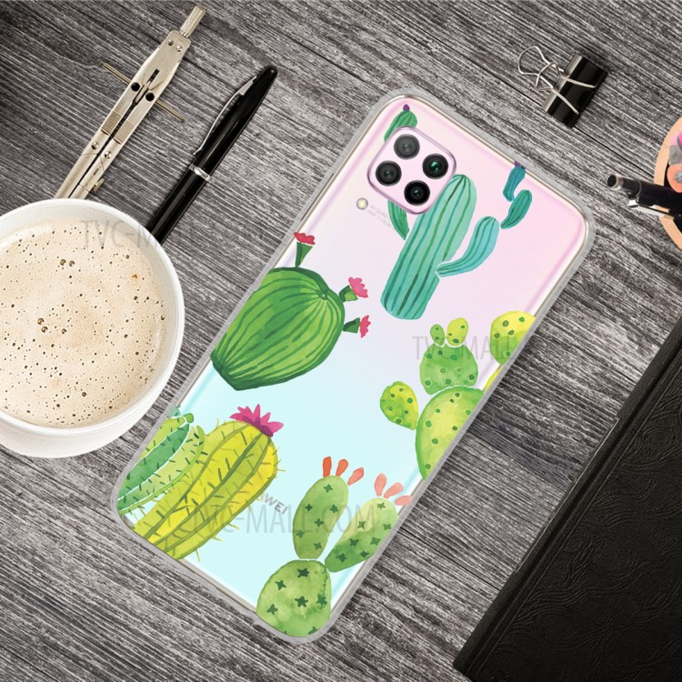 Pattern Printing TPU Soft Phone Back Shell for Huawei P40 Lite/Nova 6 SE/Nova 7i - Cactus-5