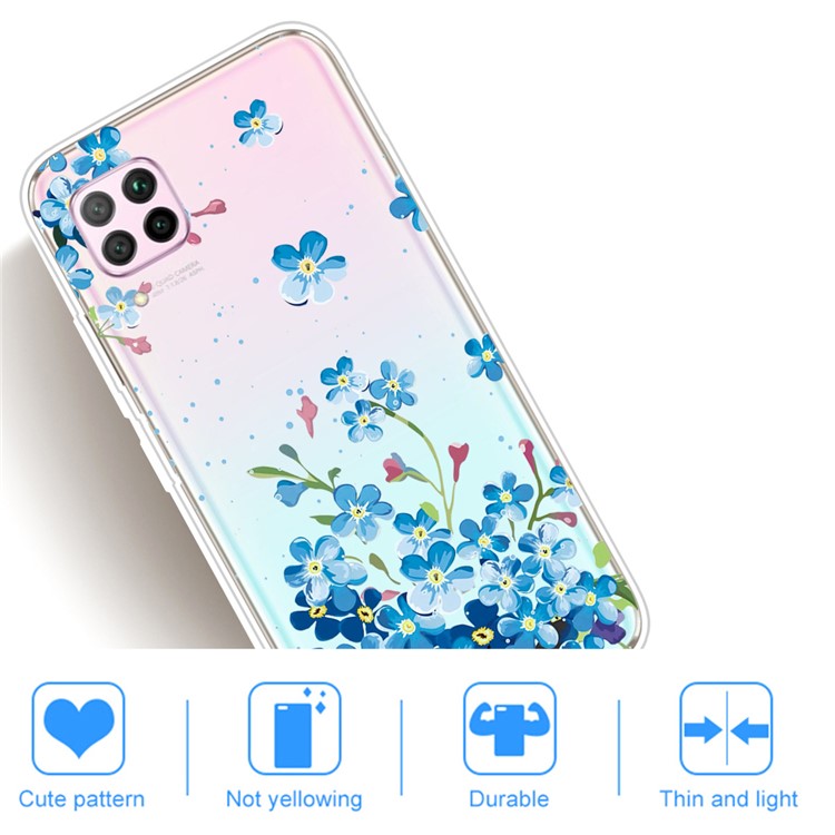 Impression de Modèle TPU Soft Téléphone Shell Pour Huawei P40 Lite / Nova 6 se / Nova 7i - Fleur Bleue-4