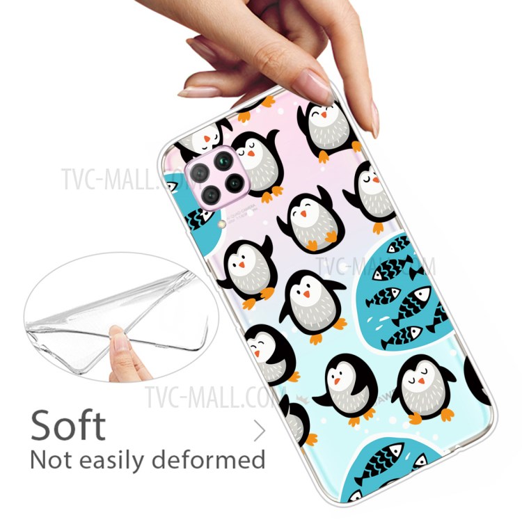 Pattern Printing TPU Soft Phone Back Shell for Huawei P40 Lite/Nova 6 SE/Nova 7i - Little Penguin-3