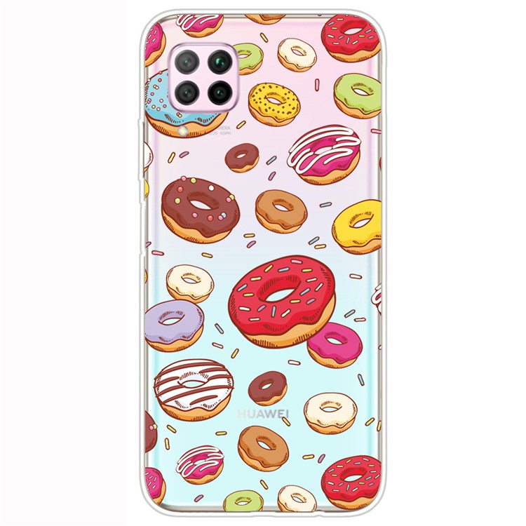 Pattern Printing TPU Soft Phone Back Shell for Huawei P40 Lite/Nova 6 SE/Nova 7i - Donuts-1
