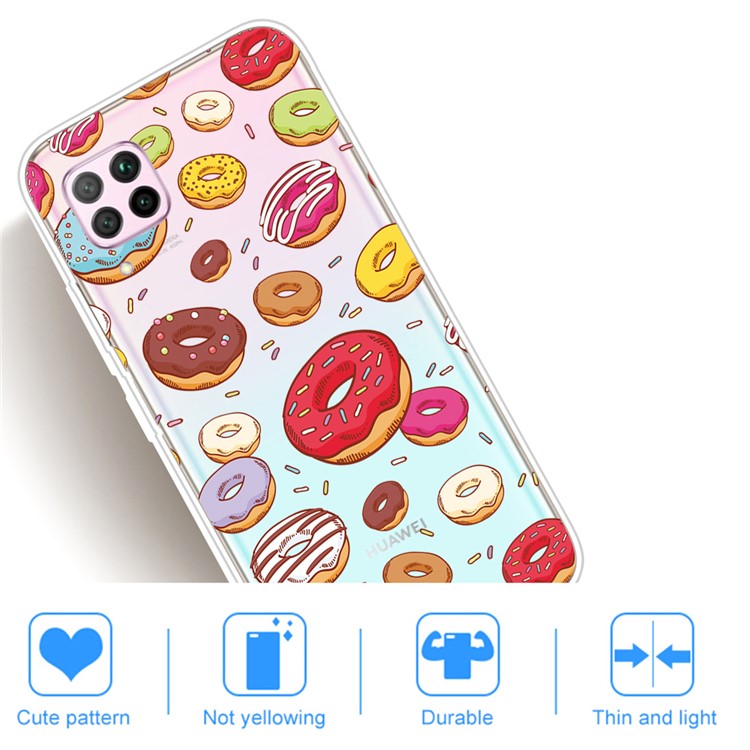 Pattern Printing TPU Soft Phone Back Shell for Huawei P40 Lite/Nova 6 SE/Nova 7i - Donuts-4