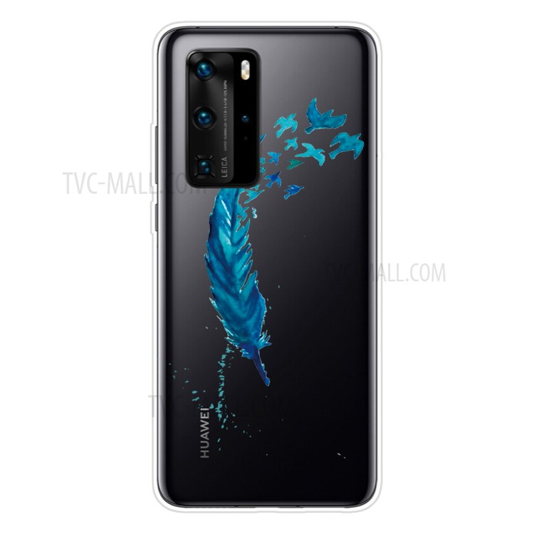 Pattern Printing TPU Soft Phone Cover for Huawei P40 Pro - Feather-1