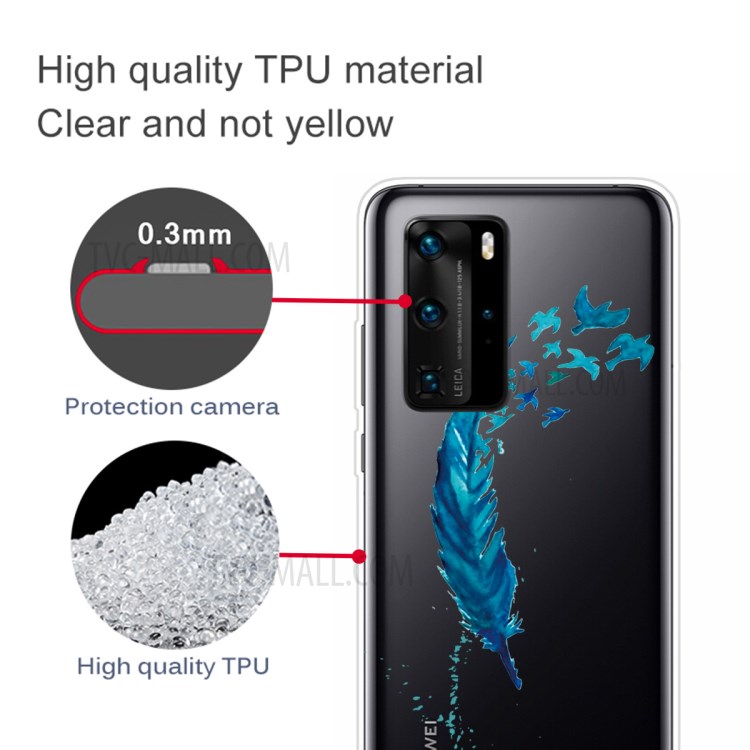 Pattern Printing TPU Soft Phone Cover for Huawei P40 Pro - Feather-2