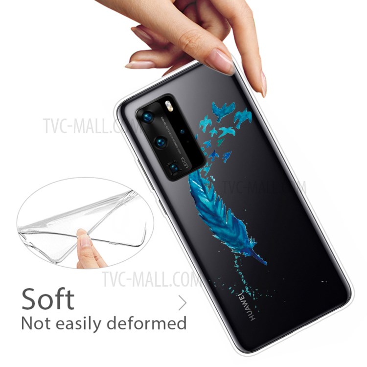 Pattern Printing TPU Soft Phone Cover for Huawei P40 Pro - Feather-3