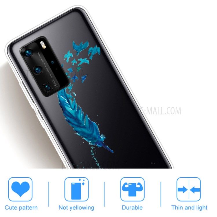 Pattern Printing TPU Soft Phone Cover for Huawei P40 Pro - Feather-4