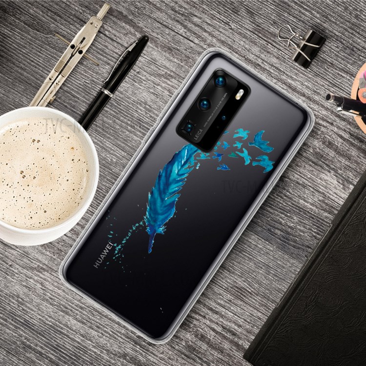 Pattern Printing TPU Soft Phone Cover for Huawei P40 Pro - Feather-5
