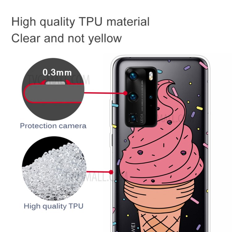 Pattern Printing TPU Soft Phone Cover for Huawei P40 Pro - Ice Cream-2