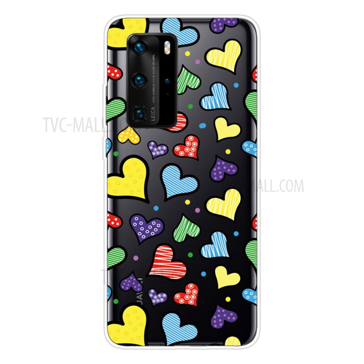 Impresión Del Patrón TPU Cubierta Del Teléfono Suave Para La Pro P40 Huawei - Corazones De Amor-1