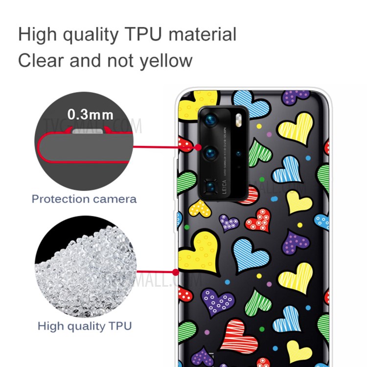 Impresión Del Patrón TPU Cubierta Del Teléfono Suave Para La Pro P40 Huawei - Corazones De Amor-2