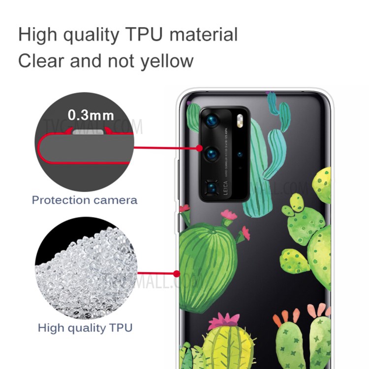 Impresión Del Patrón TPU Cubierta Del Teléfono Suave Para La Pro P40 Huawei - Cactus-2