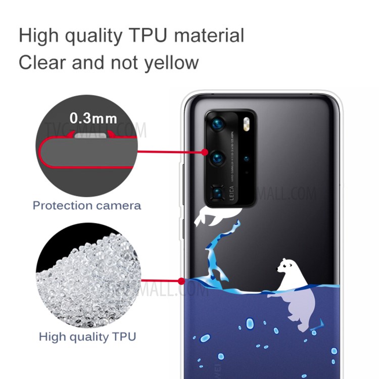 Pattern Printing TPU Soft Phone Cover for Huawei P40 - Polar Bear-2