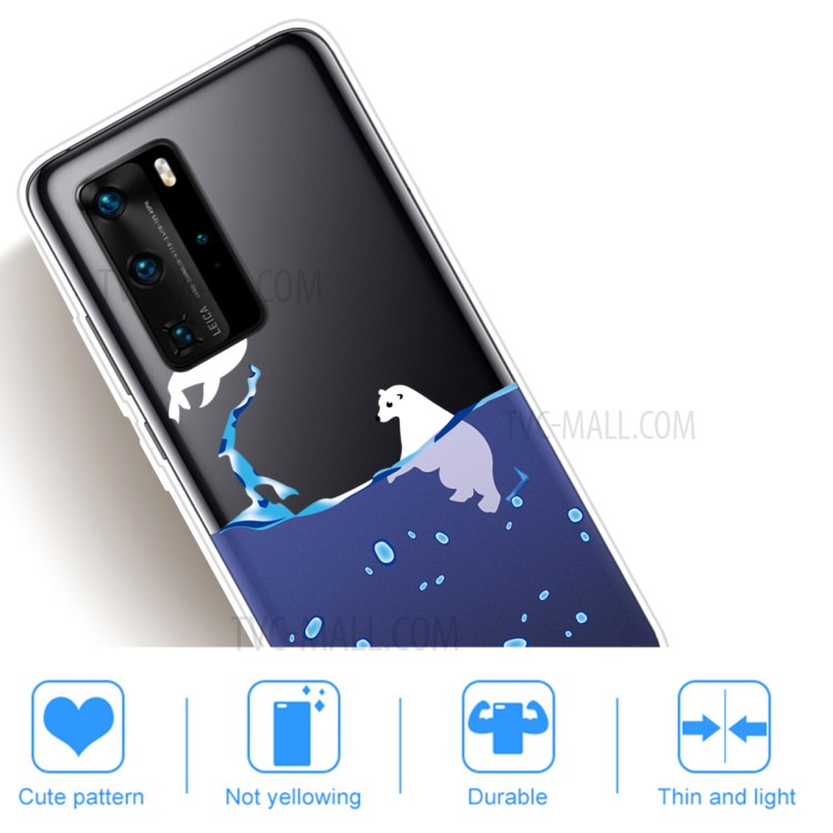 Pattern Printing TPU Soft Phone Cover for Huawei P40 - Polar Bear-4