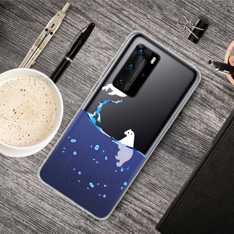 Pattern Printing TPU Soft Phone Cover for Huawei P40 - Polar Bear-5