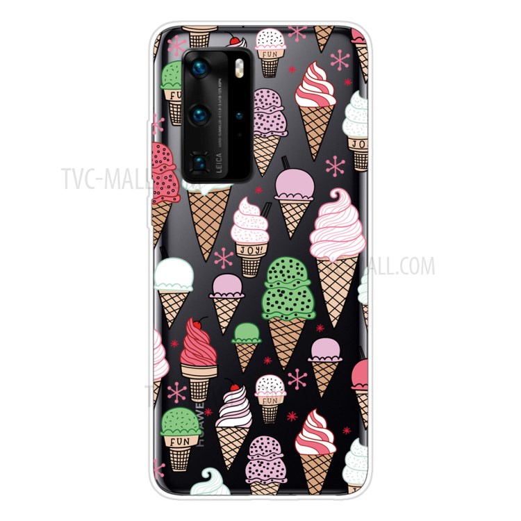Pattern Printing TPU Soft Phone Cover for Huawei P40 - Colorful Ice Cream-1