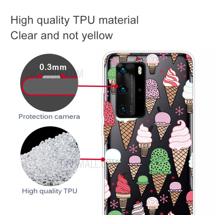 Pattern Printing TPU Soft Phone Cover for Huawei P40 - Colorful Ice Cream-2