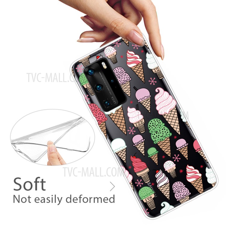 Pattern Printing TPU Soft Phone Cover for Huawei P40 - Colorful Ice Cream-3