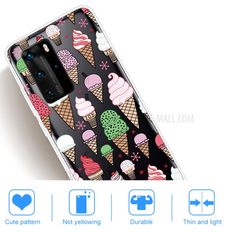 Pattern Printing TPU Soft Phone Cover for Huawei P40 - Colorful Ice Cream-4