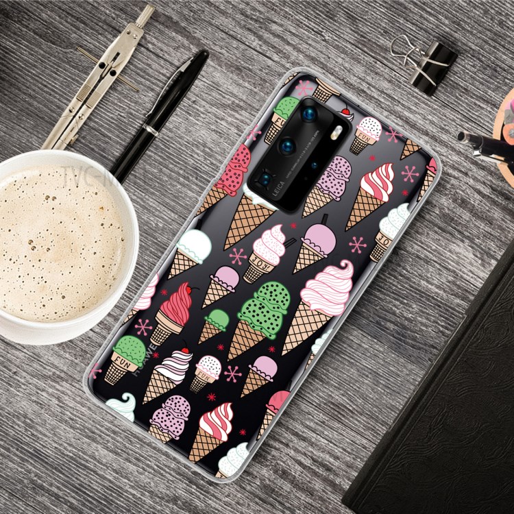 Pattern Printing TPU Soft Phone Cover for Huawei P40 - Colorful Ice Cream-5